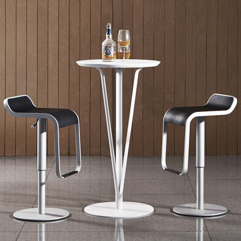 现代商用酒吧台咖啡厅奶茶店KTV高吧休闲桌洽谈桌子铁圆桌 前台桌