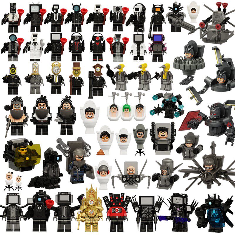 中国积木马桶人vs监控人人仔泰坦音箱人和电视人手办拼装积木玩具