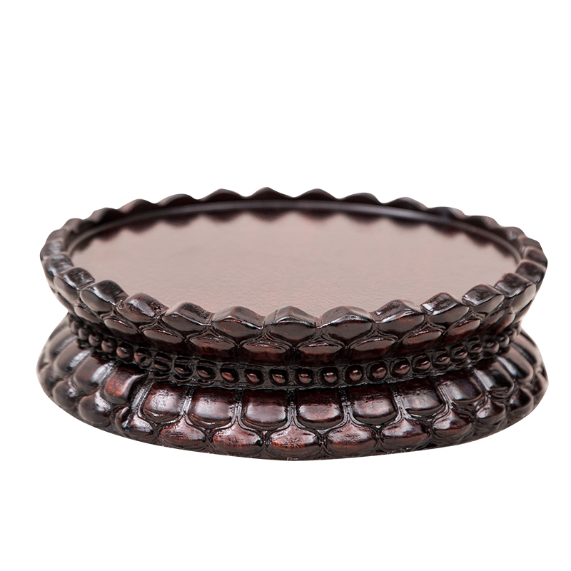 实木雕底座观音莲花底座圆形菩y萨佛像神像底座加高奇石莲花台托