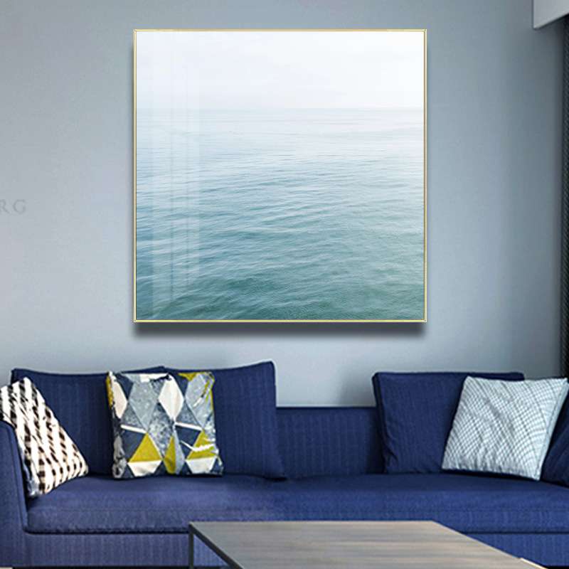 现代简约客厅装饰画北欧风格卧室书房正方形玄关挂画大海风景壁画图片