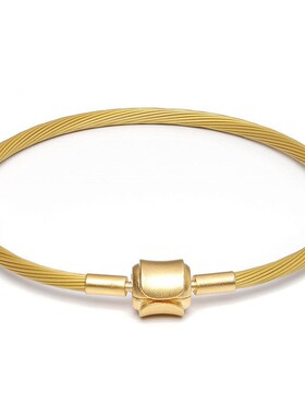 保色沙金周家同款钢丝手绳手链 DIY可串黄金珠大孔珠路路通手绳链