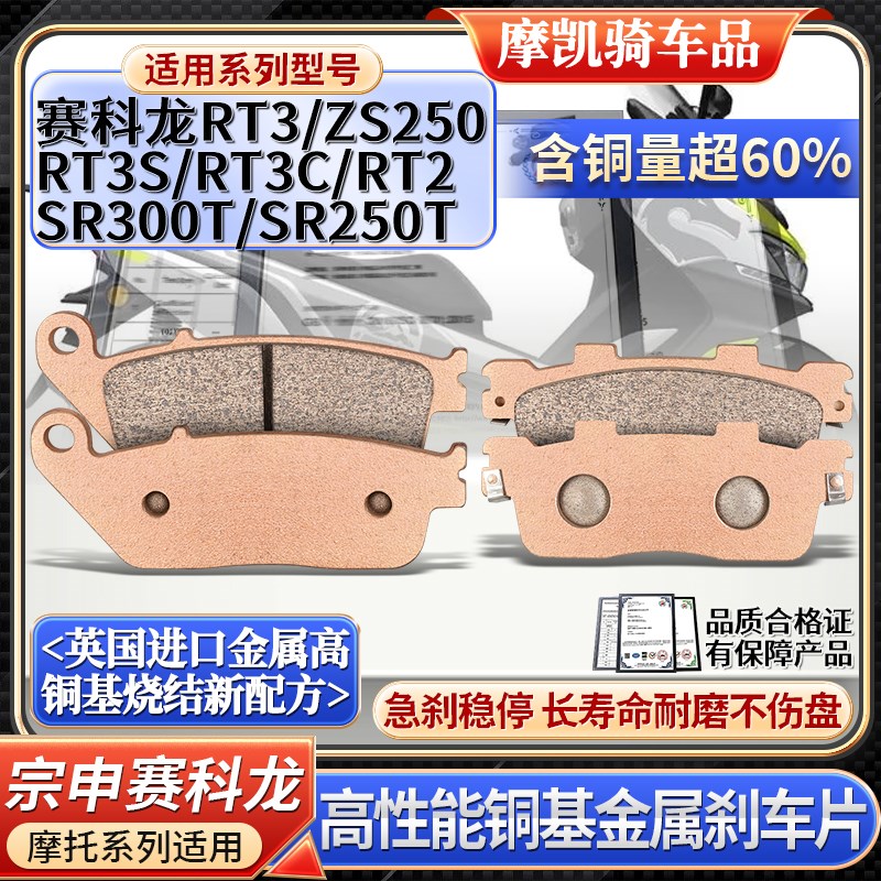 适用赛科龙RT3 RT3C oRT2 RT3S SR250T SR300T ZS250刹车片前后皮