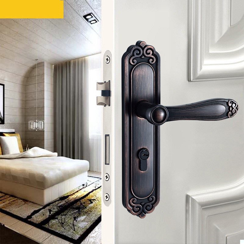 中式静音室内卧室门锁实木门锁具卫生间锌合金欧U式门把手房门锁