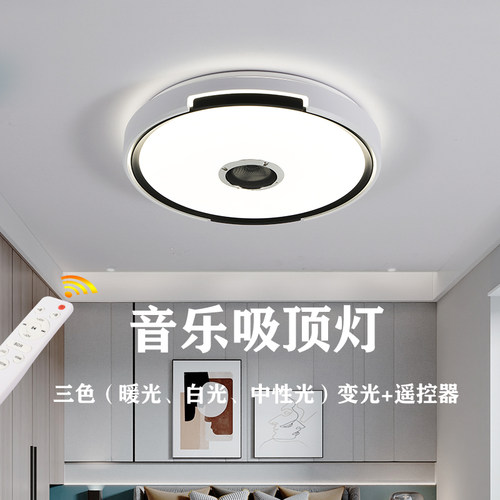 蓝牙音乐吸顶灯圆形卧室灯客厅灯天猫精灵手机遥控灯饰灯具