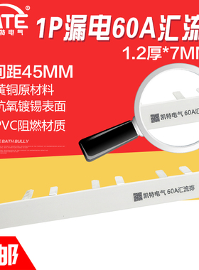 1P漏电60A 加宽 紫铜1.2*7 断路器连接排 1P+N空开接线排KT007