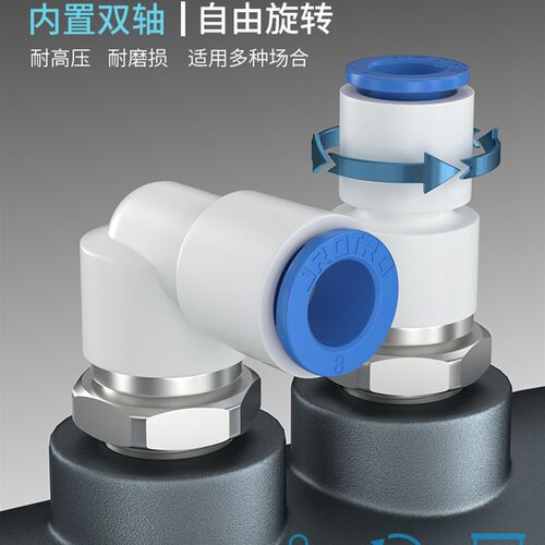 360度高速旋转气管气动快插接头弯头直通KSL8-02/4-M5/KSH6-01/M5