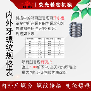 内外牙螺套螺母螺纹转换m2转m3m5m6变m8m10m12m16自攻牙套螺丝套
