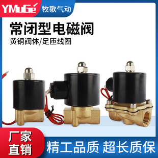 常闭电磁阀水阀水管开关控制阀AC220V气阀DC24V铜线4分6分2分1分