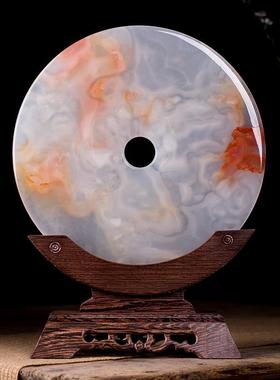 石诚记红花冰玉石平安扣客厅摆件开业中式酒柜乔迁送礼家居装饰品