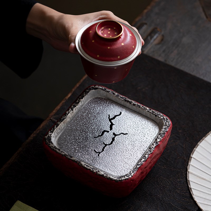 山楂红石纹壶承手作干泡台茶壶底座壶托隔热垫养壶储水托盘配件