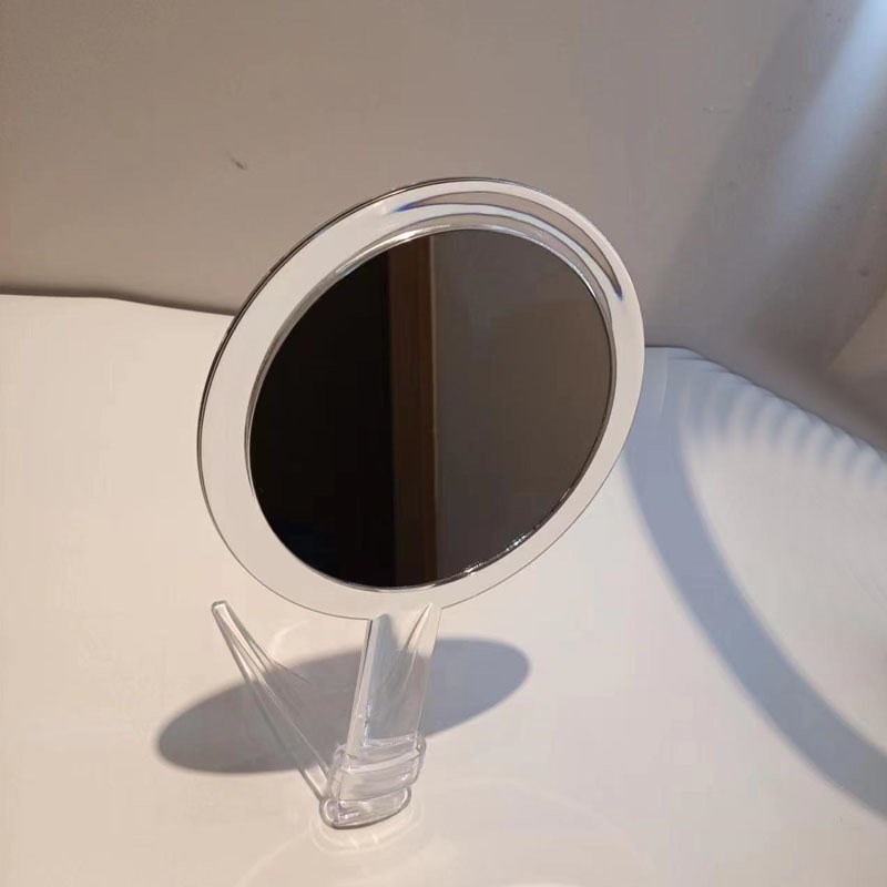 双面透明放大手柄镜手持移动带支架10倍镜亚克力圆形礼品镜mirror