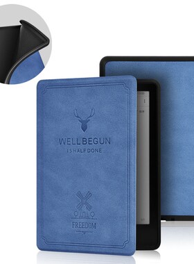 现货适用kindle2024鹿头纹保护套KPW5432复古保护壳658青春版皮套