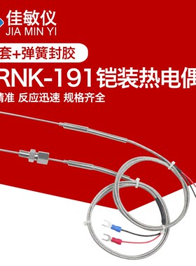 K型热电偶电热偶WRNK-191铠装温度传感器可弯曲探头Pt100/E/J/T