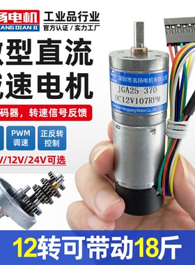 霍尔编码器直流减速电机12v24v6伏名扬电机JGA25-370低速马达小型