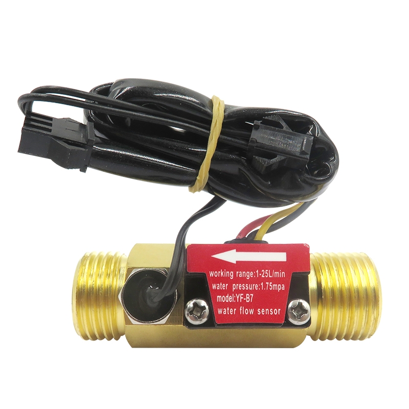 霍尔流量计脉冲NPN信号水流量传感器 4分6分涡轮流量计带温度检测
