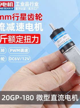 微型直流减速电机12v6v20mm180行星齿轮低速大扭力马达调速电动机