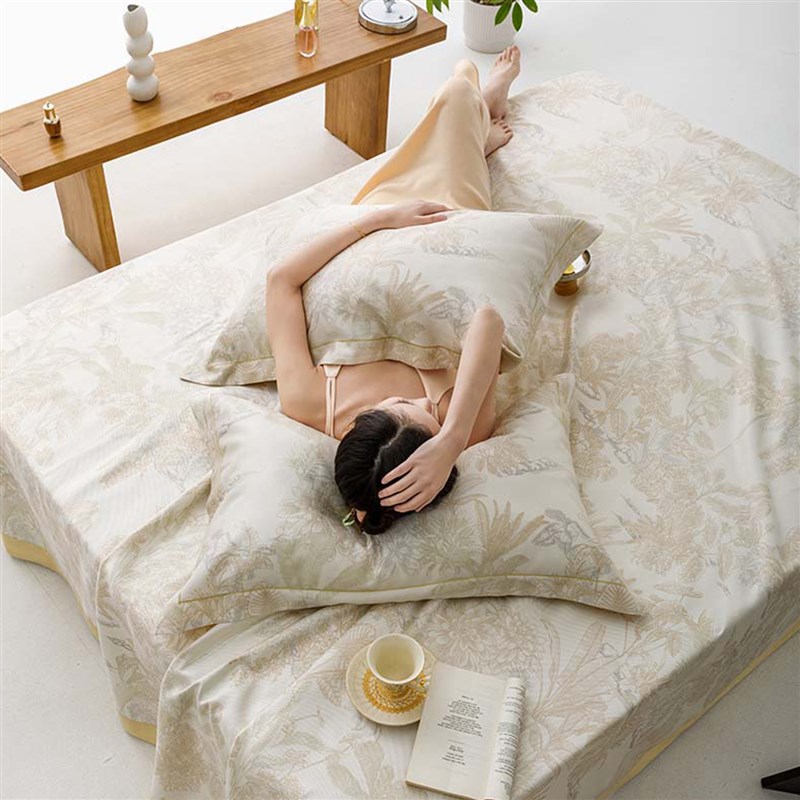 高端竹纤维凉席三件套夏季兰精天丝床单家用冰丝可水洗空调软席子