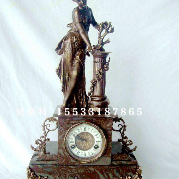 仿复古老式上弦座钟|仿古董钟|古典钟表|样板间|壁炉玄关摆设钟表