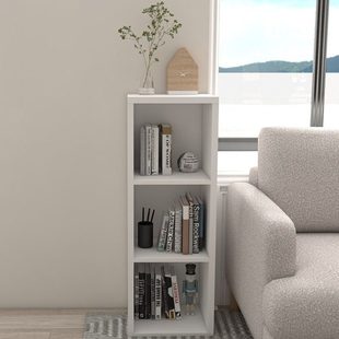 小型简约现代落地置物架家用三层格子柜书架多层储物柜窄柜收纳柜