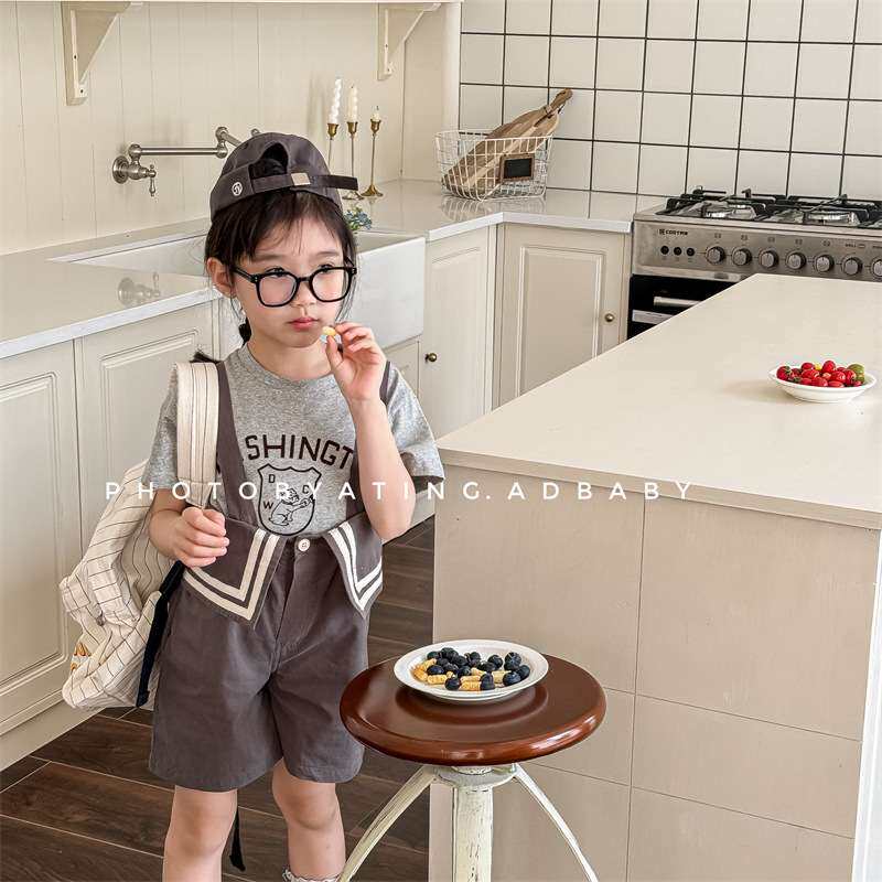 2025湖州织里童装女童夏装儿童韩版夏季背带裤水洗棉短裤裤子5266