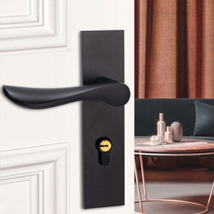 家用 木门门把手卧室分体式 磁吸门锁静音室内简约风格 房房间美式