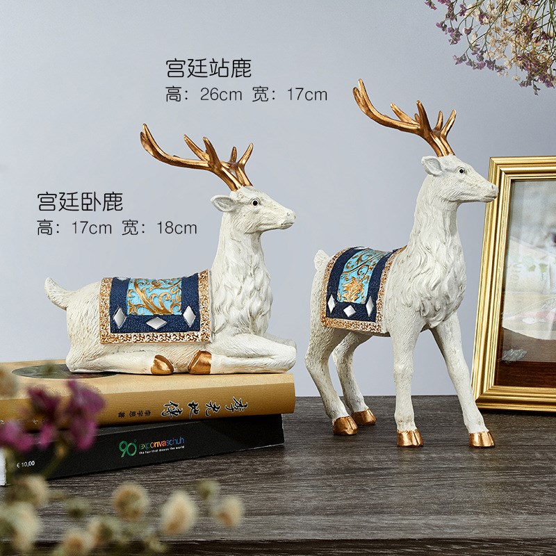 客厅玄关梅花鹿欧式客厅家具家居创意礼品摆件树脂装饰品工艺品