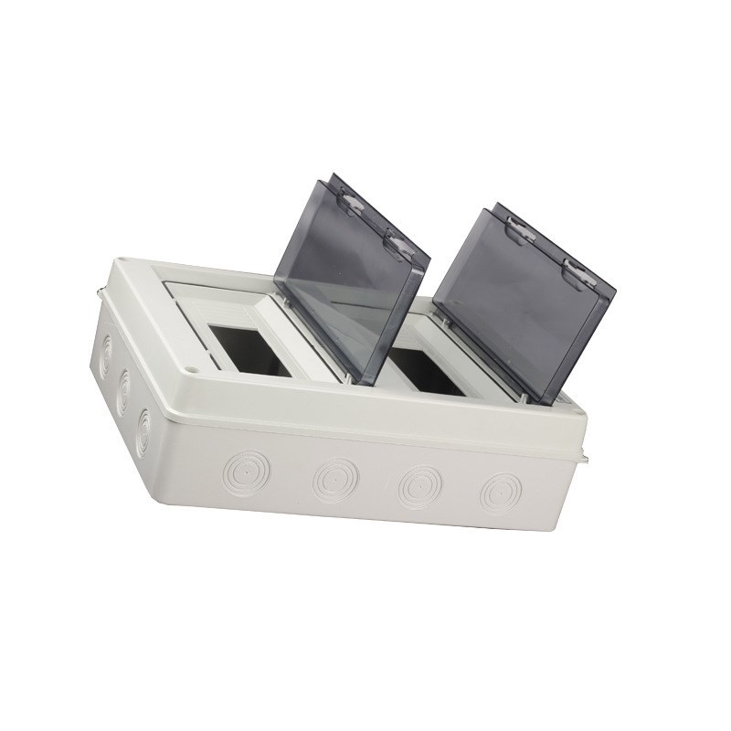 户外HT24回路配电箱 家用塑料明装布线箱 茶色透明盖空气开关盒