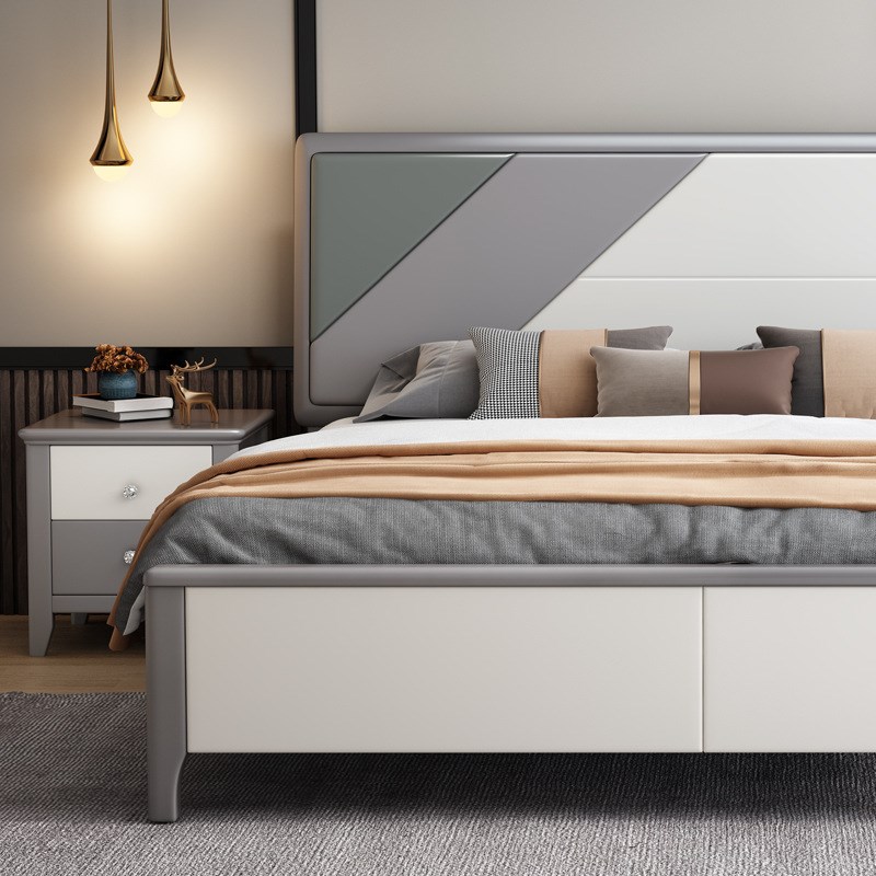 双人搭5结合米简约8m木床色系1卧室双人床系列经济木灰色现代经济