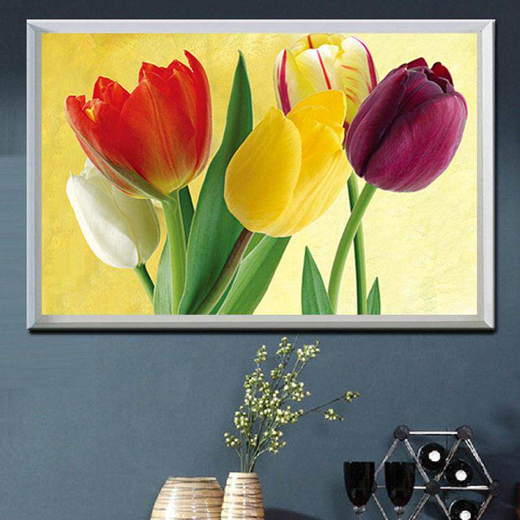 郁金香满钻贴钻十字绣小幅卧室花卉客厅简约清新餐厅5d钻石画新款