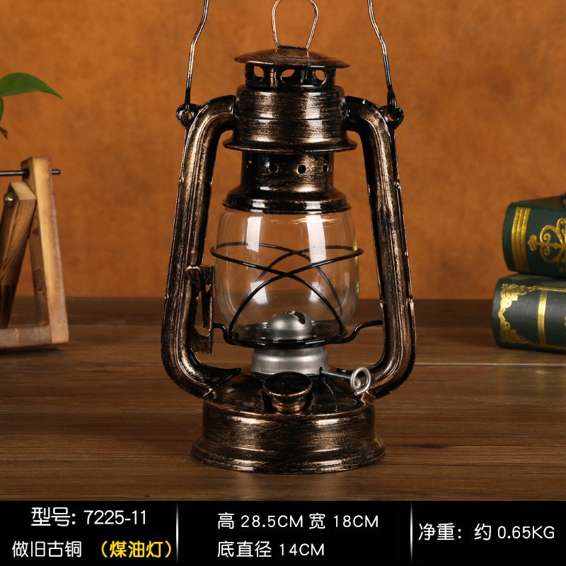 仿古怀旧老物件摆件复古老式煤油灯家用柴油马灯酒吧装饰拍摄道具
