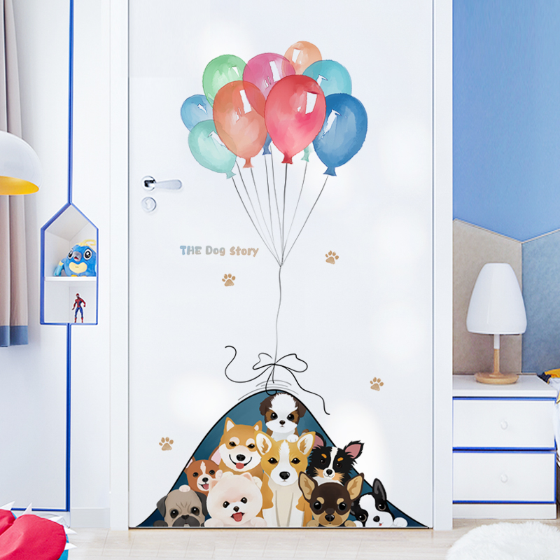 门贴自粘宠物店布置贴画狗狗壁纸墙壁贴纸卧室装饰创意衣柜门墙画