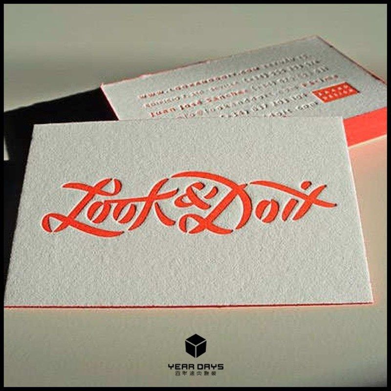 超厚棉纸压印名片印刷压凹压痕凹印边缘擦色制作压痕名片高端设计