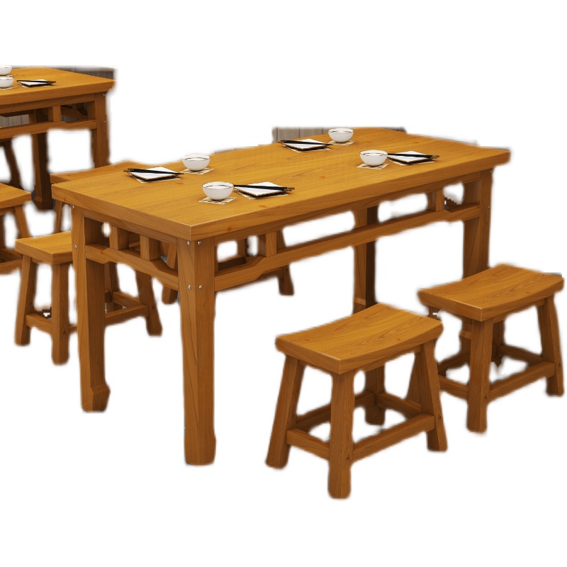 实木快餐桌椅小吃店桌椅烧烤面馆火锅碳化防腐木食堂餐厅木桌