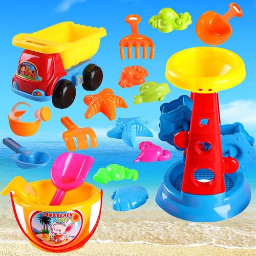 热卖塑料儿童沙滩车沙漏装桶大号宝宝玩沙戏水洗澡工具