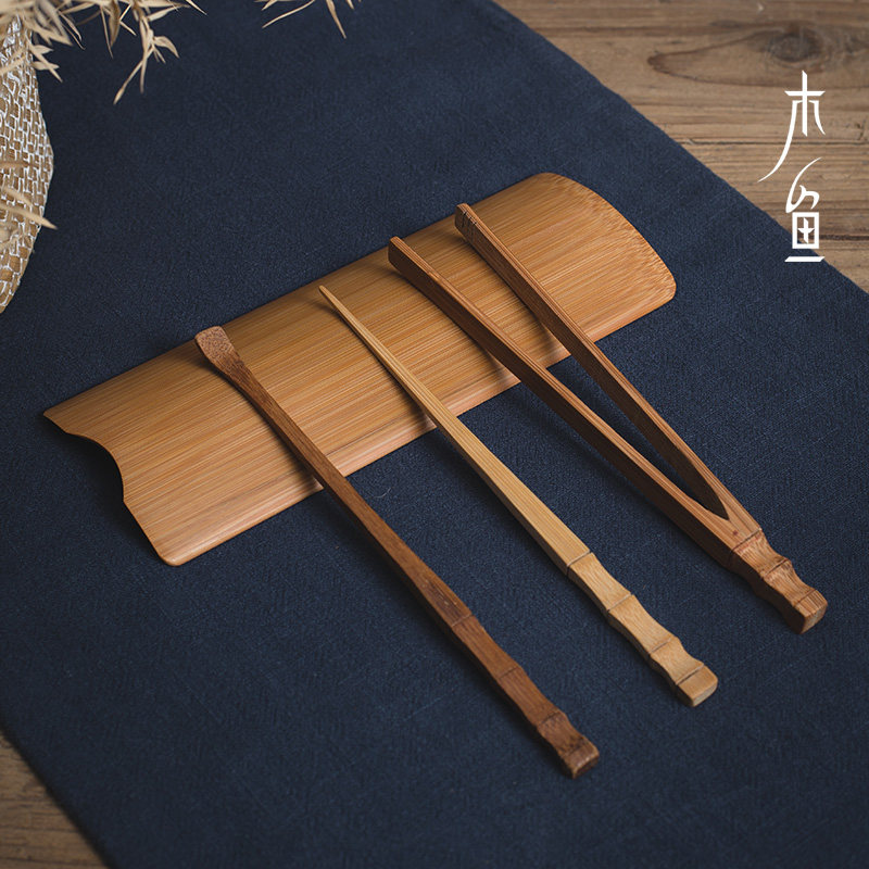 天然竹制茶道君子茶则茶勺茶夹茶针装零茶道功夫茶具