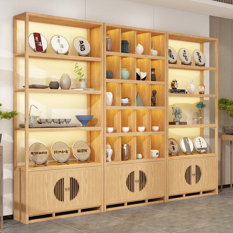 实木茶叶展示柜复古陈列柜瓷器玉器货柜摆件置物展示架博古架定制