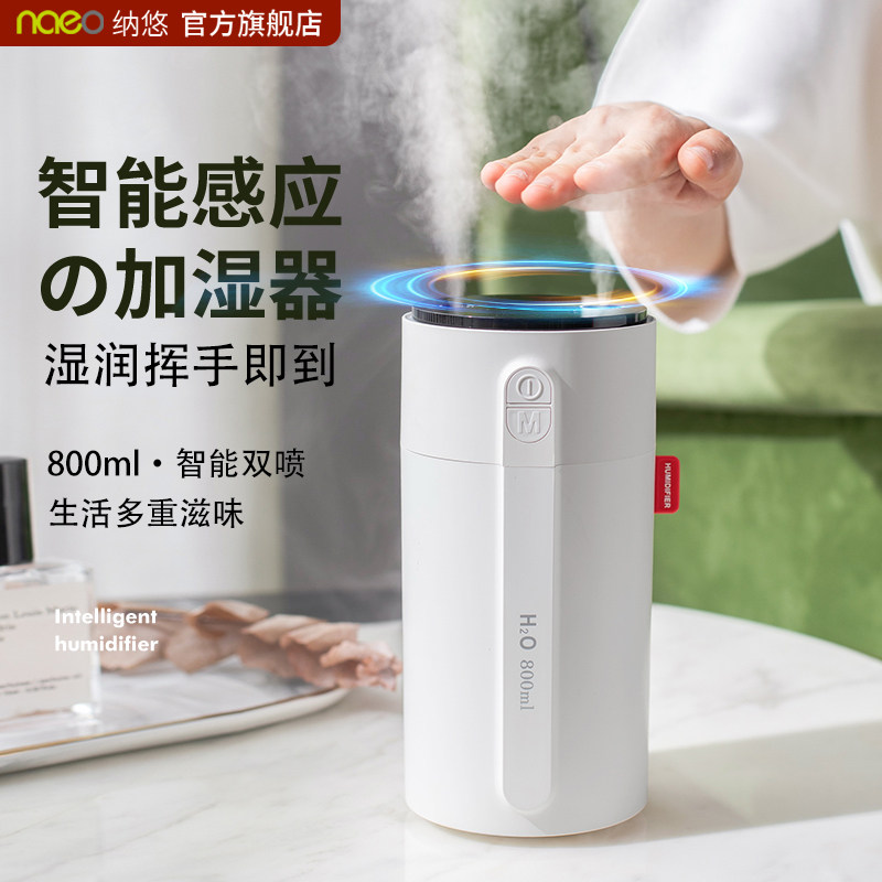 感应加湿器家用迷你办公室桌面静音小型喷氛围小夜灯车载香薰机