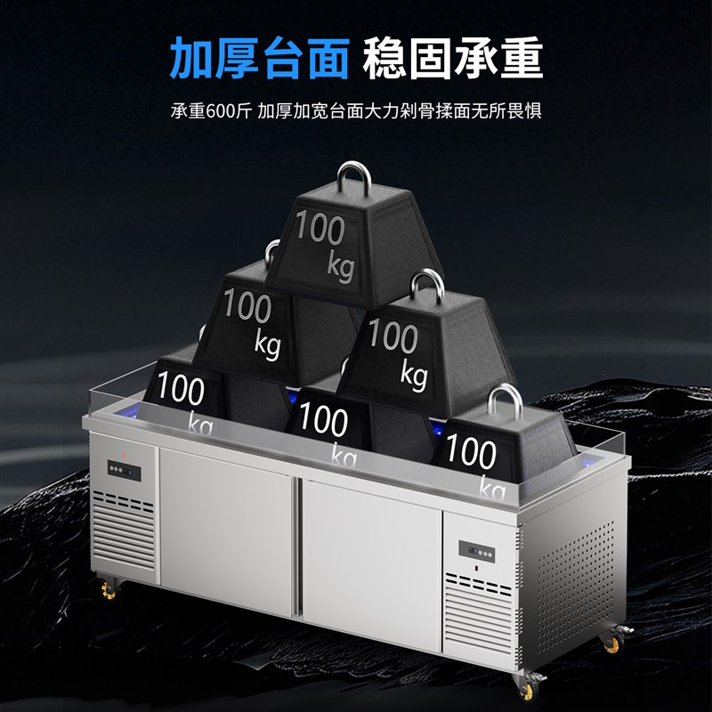 不锈钢海鲜冰台冷藏展示柜商用超市冰鲜台卧式点菜柜冷冻柜保鲜柜