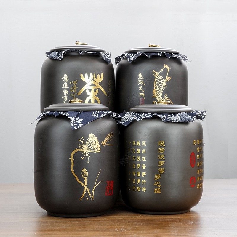 紫砂茶叶罐通用复古密封储茶罐普洱醒茶罐透气保鲜茶叶罐大号茶