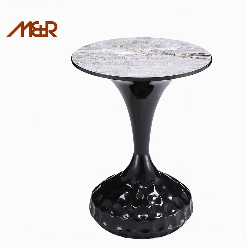 轻奢客厅沙发岩板角几酒店边几阳台休闲小圆几棋T牌室铁艺小茶几