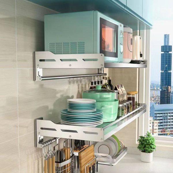 304不锈钢微波炉置物架壁挂式烤箱打孔免钉双用多功能架子,厨房/烹饪用具,微波炉置物架,淘宝优惠券,粉丝福利购,淘宝优惠卷
