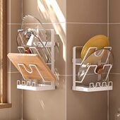 锅盖架免打孔壁挂式 厨房家用置物架多功能台面收纳架多层砧板架子