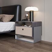 意式 卧室小户型轻奢高级感简约床边柜带锁 极简智能床头柜2024新款