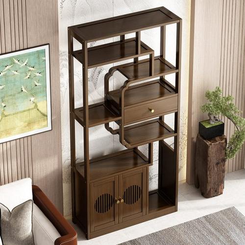 新中式博古架茶柜置物架非实木多层茶具茶叶收纳架客厅高档古董架