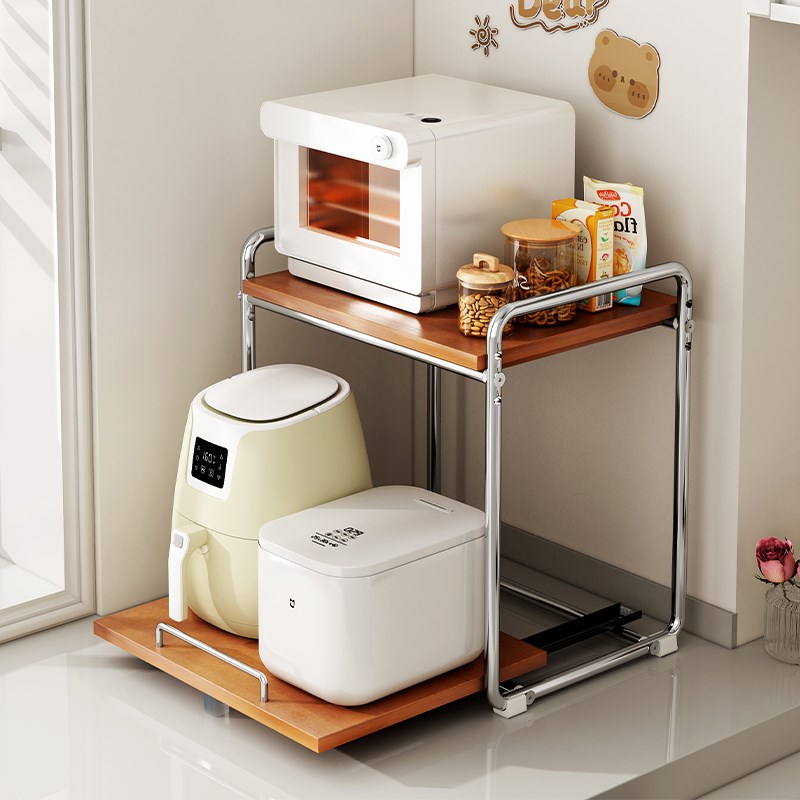 中古抽拉式电饭煲置物架厨房台面烤箱微波N炉支架双层电器收纳柜