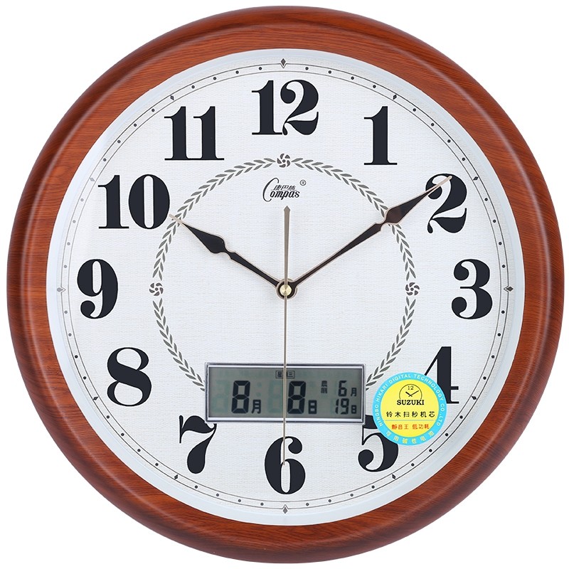 康巴丝欧式钟表创意挂钟日历时尚个性挂表复古静音客厅时钟石英钟