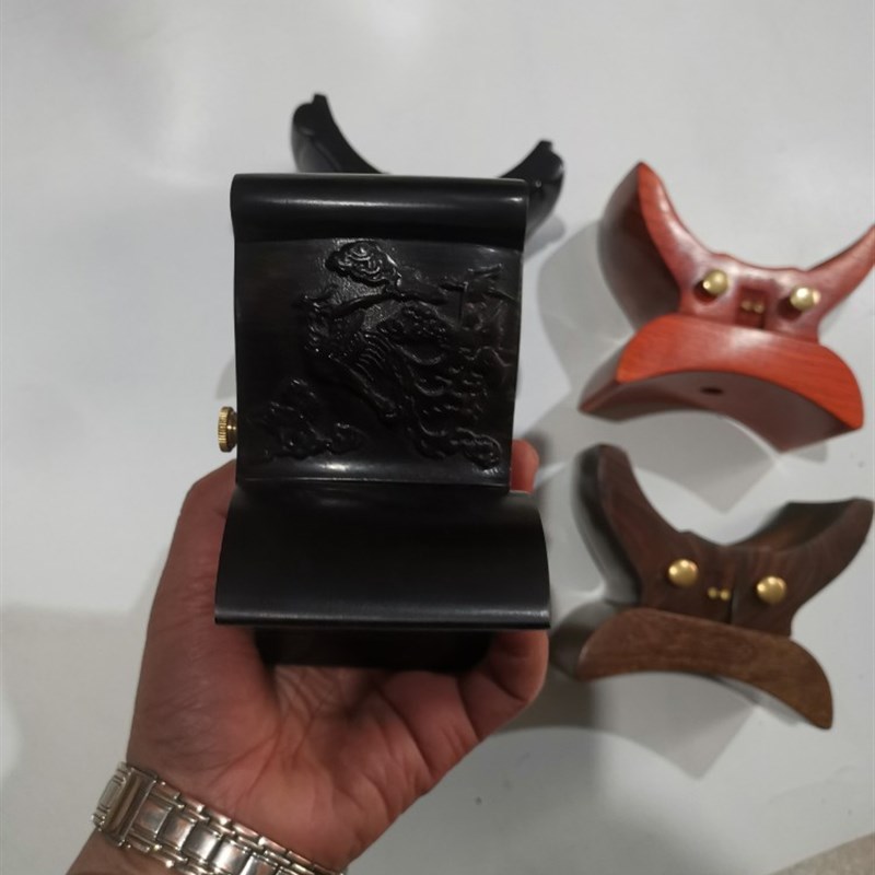 豫剧板胡实木抱托U配件雕刻款