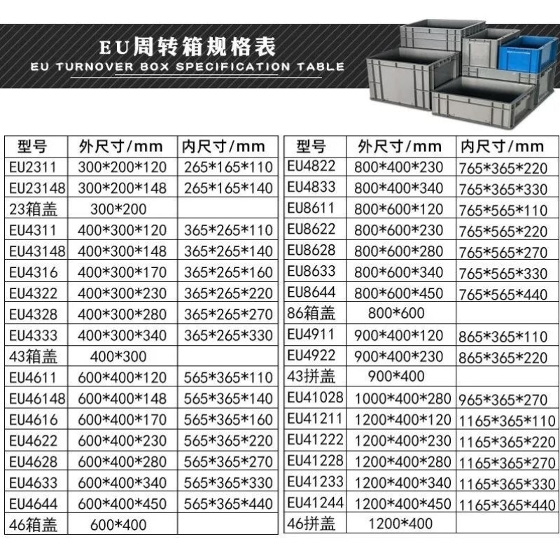 幸蕴欧标EU箱周转箱600*400*450mm塑料收纳零件盒加厚物流箱