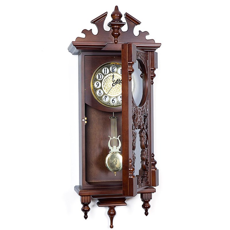欧式古董钟客厅老式实木静音挂钟中式复古长方形摆钟整点报时钟表