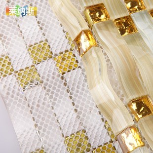 莱纳斯 柱子 黄色拱形马赛克 拼图背景墙 背景瓷砖 水晶玻璃